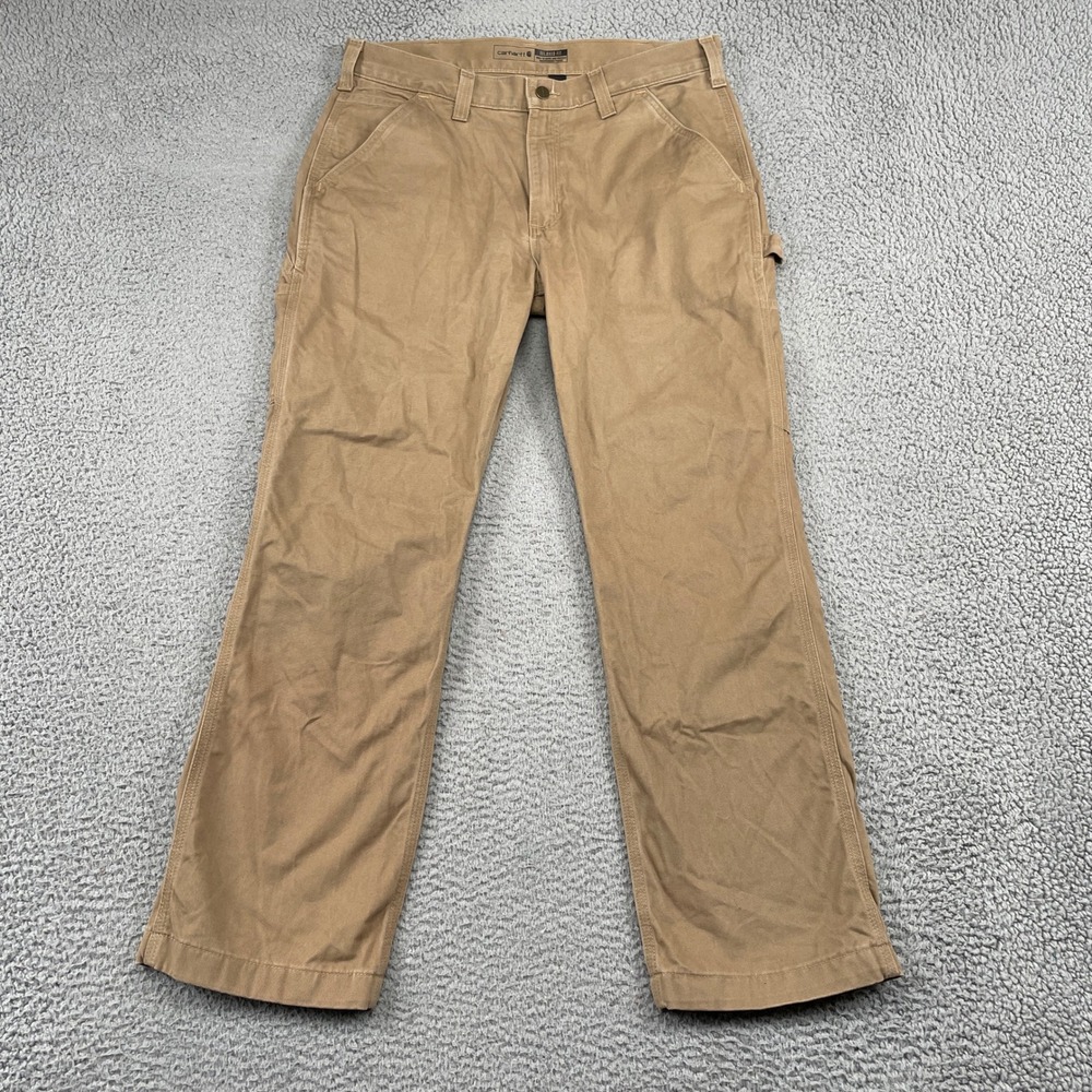 Carhartt Utility Work Pant Mens 34x30 Brown Relaxed Fit Twill B324-DKH Cotton